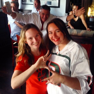Morgan and I at the UM vs. Nebraska watch party. She gave me a hard time about not having festive nails.